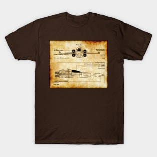 Headhunter Fighter Parchment Blueprint T-Shirt